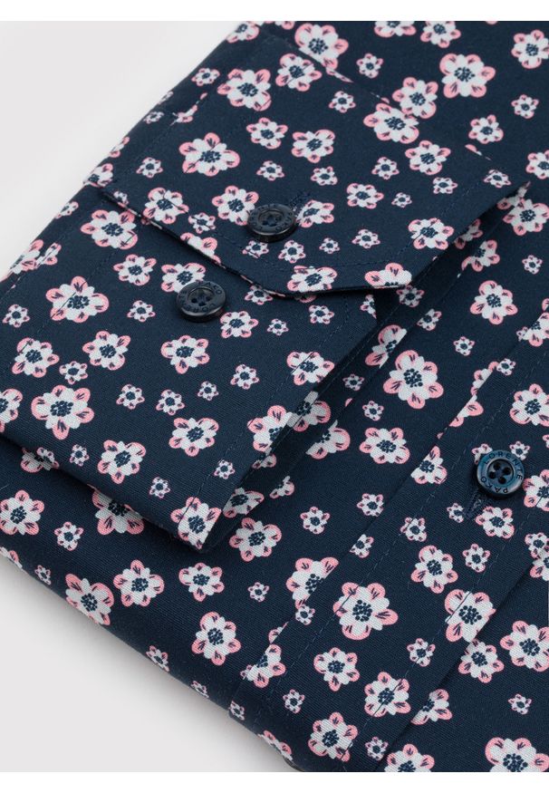 Pako Lorente - PAKO LORENTE – Koszula męska P22WF-1X-026-G-S. Typ kołnierza: kołnierzyk klasyczny. Materiał: bawełna, elastan. Długość rękawa: długi rękaw. Długość: długie. Wzór: kwiaty. Styl: klasyczny