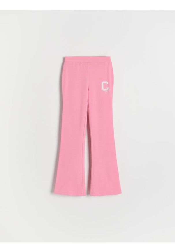 Reserved - Bawełniane legginsy z nadrukiem - różowy. Kolor: różowy. Materiał: bawełna. Wzór: nadruk