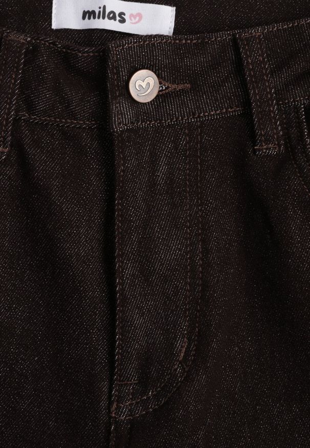 Born2be - Brązowe Jeansy z Szerokimi Nogawkami z Bawełną Zidula. Okazja: na co dzień. Kolor: brązowy. Styl: casual