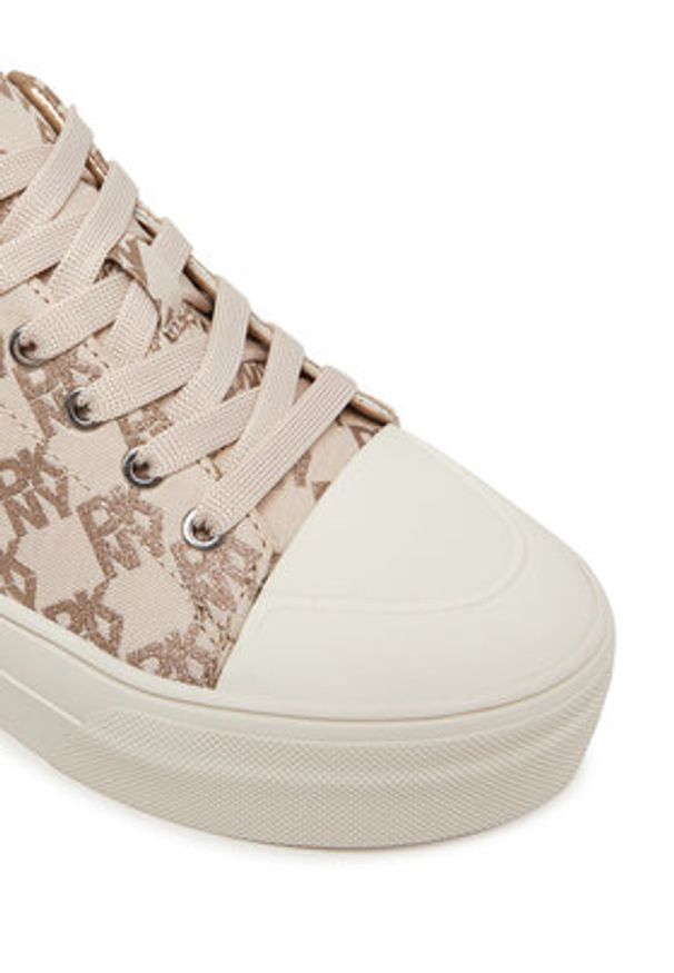 DKNY Trampki York Lace UP Sneak K2533982 Beżowy. Kolor: beżowy. Materiał: materiał