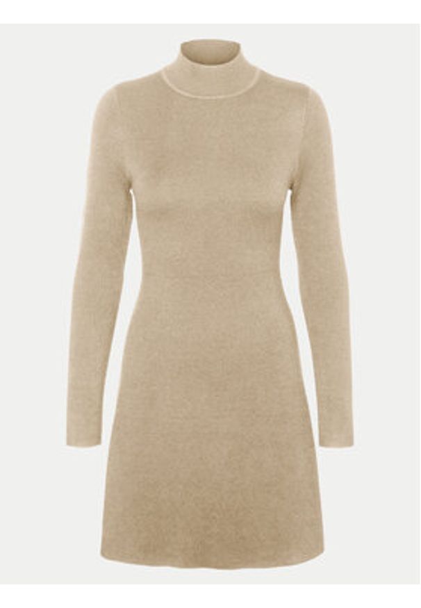 Vero Moda Sukienka dzianinowa Gold 10311379 Brązowy Regular Fit. Kolor: brązowy. Materiał: syntetyk