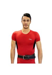 Skórzany pas fitness Softee. Kolor: brązowy. Materiał: skóra. Wzór: paski #1