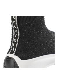 Sca'viola - Czarne Botki Sca'Viola Damskie Stylowe Obuwie. Kolor: czarny. Materiał: materiał. Styl: sportowy, elegancki