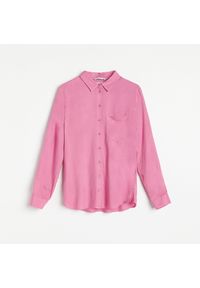 Reserved - Gładka koszula z wiskozy - Różowy. Kolor: różowy. Materiał: wiskoza. Wzór: gładki #1