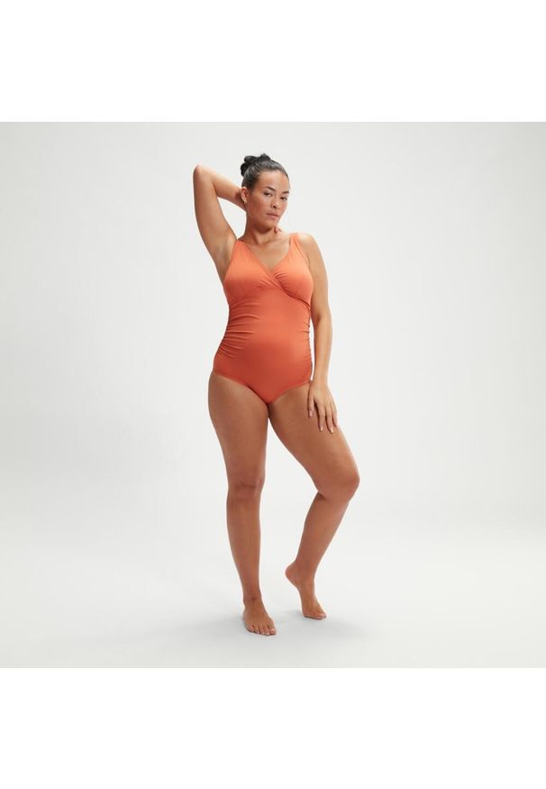 Strój Kąpielowy Ciążowy Speedo Z Dekoltem W Serek – Brązowy – Rozmiar XL. Kolekcja: moda ciążowa. Kolor: pomarańczowy