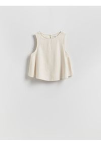 Reserved - Top z dodatkiem lnu - beżowy. Kolor: beżowy. Materiał: len #1