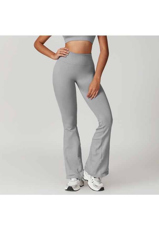 Intica - Legginsy sportowe push-up z wysokim stanem do treningu Chrysi. Stan: podwyższony. Kolor: szary. Materiał: materiał. Sport: fitness