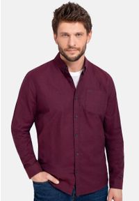 Volcano - Burgundowa koszula, Regular Fit, K-BRIZO. Okazja: na co dzień. Typ kołnierza: button down. Kolor: czerwony. Materiał: materiał, bawełna. Styl: casual, elegancki
