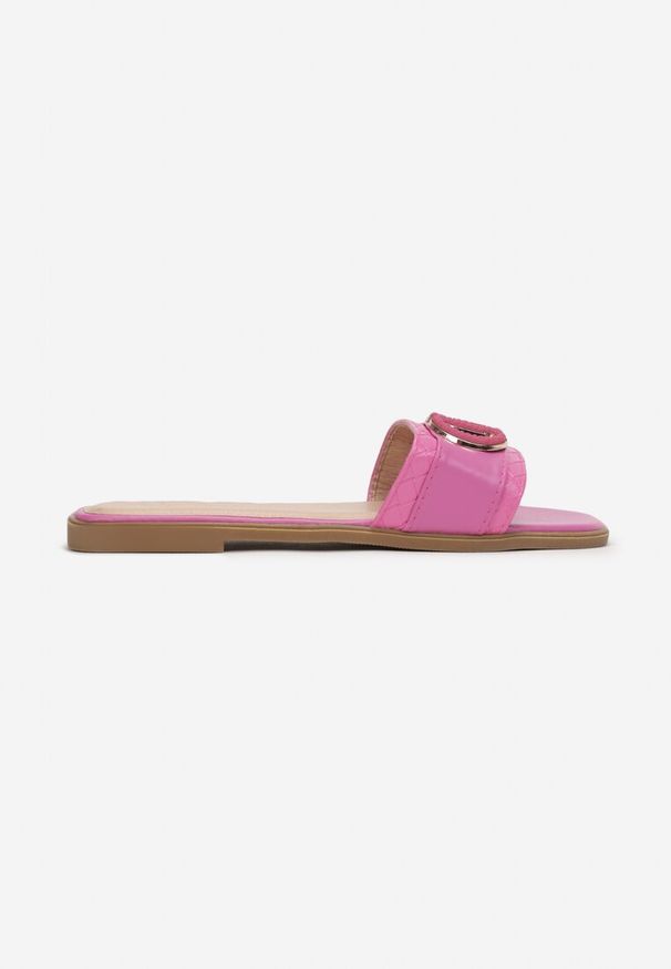 Born2be - Fuksjowe Klapki Achinna. Okazja: na co dzień. Nosek buta: otwarty. Kolor: różowy. Wzór: jednolity. Obcas: na obcasie. Styl: elegancki, casual