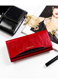 Skórzany portfel Peterson czerwony z czarną wstawką PTN PL-721. Kolor: wielokolorowy, czarny, czerwony. Materiał: skóra #1