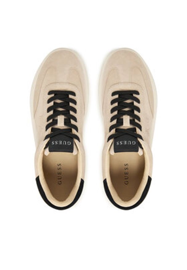 Guess Sneakersy FMFPLA SUE12 Beżowy. Kolor: beżowy. Materiał: zamsz, skóra
