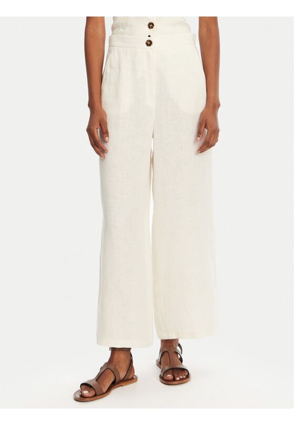 Marella Kuloty Silvana 2515131022 Écru Regular Fit. Materiał: len