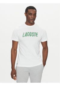 Lacoste T-Shirt TH8916 Biały Regular Fit. Kolor: biały. Materiał: bawełna