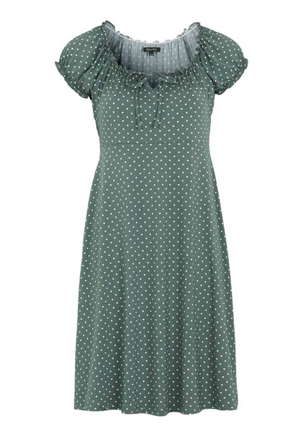 Happy Holly Sukienka w kropki Tessan zielony złamana biel female zielony/biały 44/46. Kolor: biały, wielokolorowy, zielony. Materiał: tkanina, jersey. Długość rękawa: krótki rękaw. Wzór: kropki