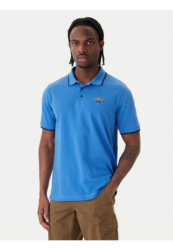Aeronautica Militare Polo 261PO1308UP00082 Niebieski Regular Fit. Typ kołnierza: polo. Kolor: niebieski. Materiał: bawełna