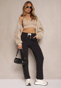 Renee - Czarne Spodnie High Waist z Prostą Nogawką i Gumką w Pasie Fadesa. Okazja: na co dzień. Stan: podwyższony. Kolor: czarny. Styl: casual #3