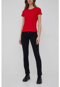 Pepe Jeans spodnie Venus damskie kolor czarny proste high waist. Okazja: na co dzień. Stan: podwyższony. Kolor: czarny. Materiał: materiał. Styl: casual