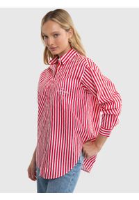 Big-Star - Koszula damska o luźnym kroju z linii Authentic w paski czerwona Autina 603. Typ kołnierza: kołnierzyk klasyczny. Kolor: czerwony. Wzór: paski. Styl: klasyczny, elegancki #4