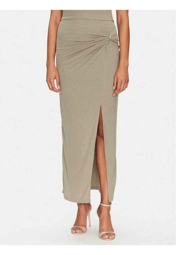 Guess Spódnica midi W5GD0E KAQL2 Khaki Regular Fit. Kolor: brązowy