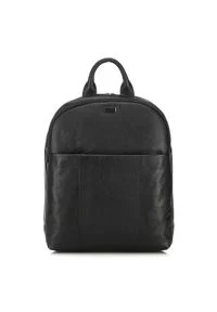 Wittchen - Męski plecak na laptopa 13" skórzany. Kolor: czarny. Materiał: skóra. Wzór: paski, aplikacja. Styl: casual #1