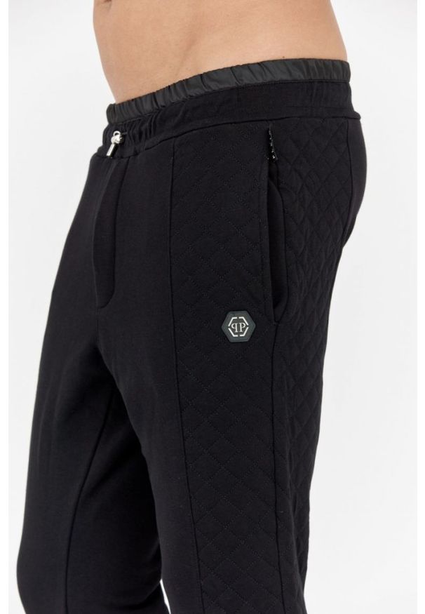 Philipp Plein - PHILIPP PLEIN Czarny pikowany dres męski, Rozmiar XL. Kolor: czarny. Materiał: dresówka. Sport: bieganie