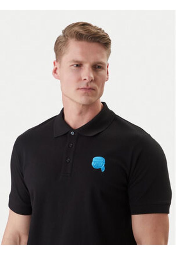 Karl Lagerfeld - KARL LAGERFELD Polo 745015 562231 Czarny Regular Fit. Typ kołnierza: polo. Kolor: czarny. Materiał: bawełna