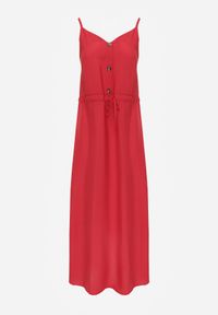 Renee - Bordowa Sukienka z Wiskozy Kena. Okazja: na co dzień. Typ kołnierza: kokarda. Kolor: czerwony. Typ sukienki: proste. Materiał: wiskoza. Długość rękawa: na ramiączkach. Sezon: lato. Styl: casual. Długość: maxi #6