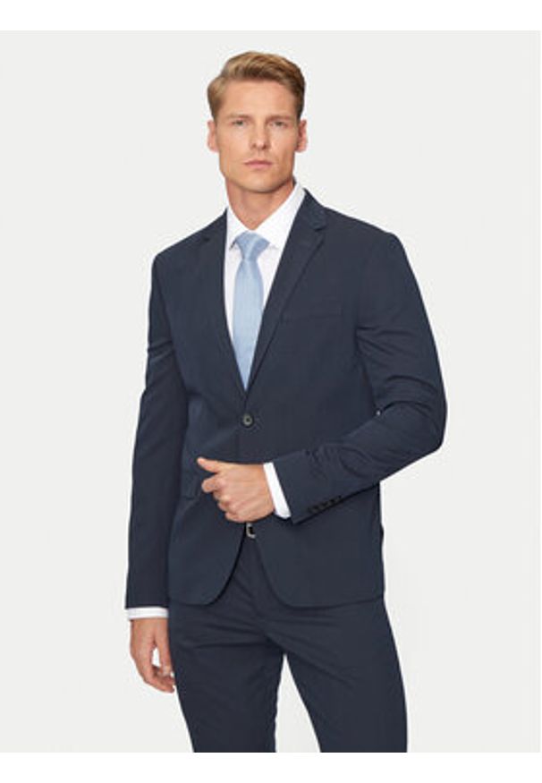 Lindbergh Garnitur 30-606900 Granatowy Slim Fit. Kolor: niebieski. Materiał: syntetyk