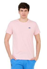 La Martina - LA MARTINA Różowy męski t-shirt z małym logo, Rozmiar L. Kolor: różowy #2