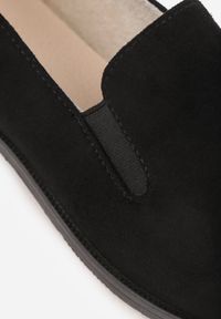 Renee - Czarne Eleganckie Mokasyny z Ekozamszu Wiallara. Okazja: na co dzień. Kolor: czarny. Wzór: gładki. Obcas: na obcasie. Styl: elegancki. Wysokość obcasa: niski #7