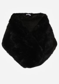 Born2be - Czarne Ponczo Etola z Futerka w Stylu Szala Cahreva. Okazja: na wesele, na ślub cywilny, na imprezę. Kolor: czarny. Materiał: futro. Styl: klasyczny, elegancki #4