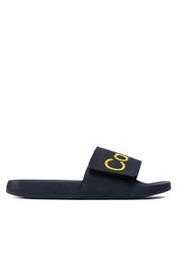 Calvin Klein Jeans Klapki Pool Slide Adj HM0HM00454 Granatowy. Kolor: niebieski. Materiał: skóra