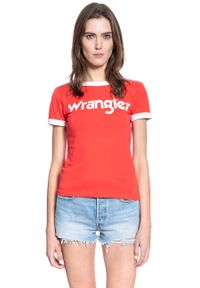 Wrangler - DAMSKI T-SHIRT WRANGLER SS RINGER TEE BITTERSWEET RED W7Z3EVXBO 112132167