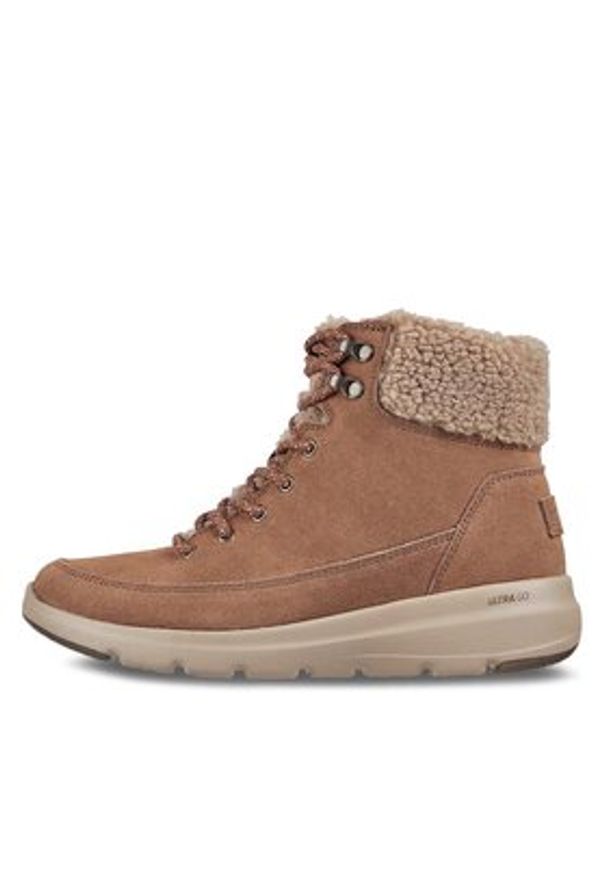 skechers - Skechers Botki Glacial Ultra Woodlands 16677/BRN Brązowy. Kolor: brązowy. Materiał: skóra, zamsz