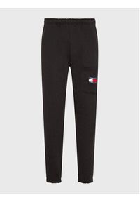 Tommy Jeans Spodnie dresowe Badge Cargo DM0DM15849 Czarny Regular Fit. Kolor: czarny. Materiał: dresówka, bawełna