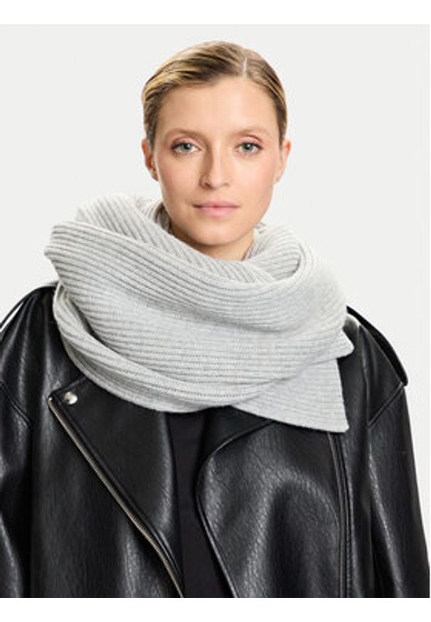 Calvin Klein Szalik Ck Metal Wool Rib Scarf LV04D8056G Szary. Kolor: szary. Materiał: wełna