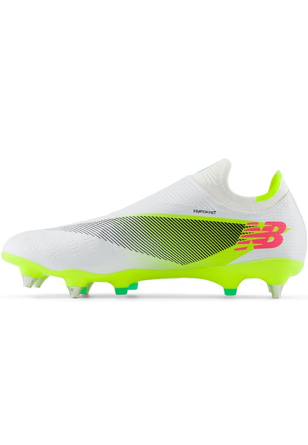 Korki męskie New Balance FURON PRO SG V7+ SF1SH75 – białe. Zapięcie: sznurówki. Kolor: biały. Materiał: włókno, syntetyk, materiał. Szerokość cholewki: normalna. Sport: piłka nożna