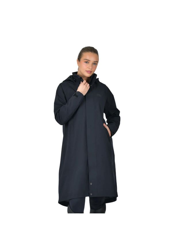 WEATHERBEETA - Damska wodoodporna kurtka jeździecka z kapturem Weatherbeeta longline. Typ kołnierza: kaptur. Kolor: czarny. Sport: jeździectwo