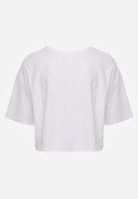 Renee - Biały T-shirt o Fasonie Cropped Oversize Brighta. Okazja: na co dzień. Kolor: biały. Materiał: jeans. Styl: elegancki, casual #4