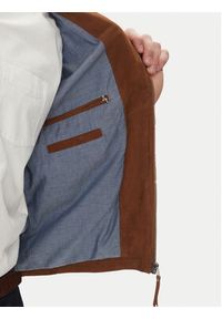 Serge Pariente Kurtka skórzana Sylvino Vs Brązowy Slim Fit. Kolor: brązowy. Materiał: skóra