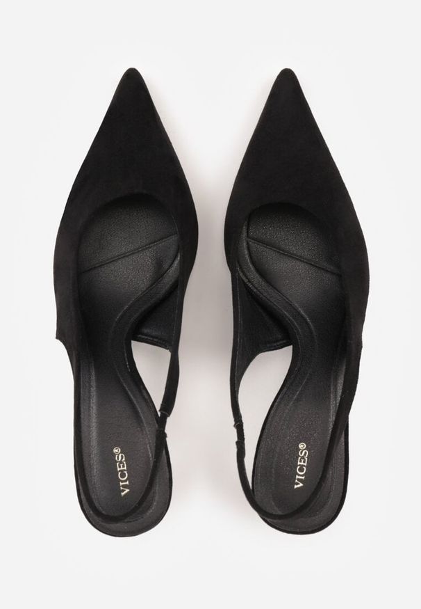 Renee - Czarne Czółenka Slingback VICES na Kaczuszce Anatera. Okazja: na co dzień. Zapięcie: bez zapięcia. Kolor: czarny. Materiał: jeans, zamsz. Obcas: na szpilce. Styl: casual, elegancki. Wysokość obcasa: średni