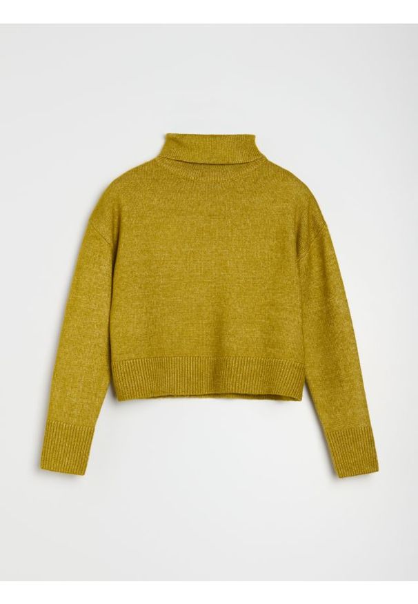 Sinsay - Gładki golf basic - zielony. Typ kołnierza: golf. Kolor: zielony. Wzór: gładki