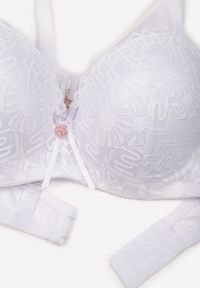 Renee - Biały Koronkowy Biustonosz Ozdobiony Przezroczystą Wstawką Acalinai. Kolor: biały. Materiał: koronka. Rodzaj stanika: przezroczysty. Wzór: aplikacja #8