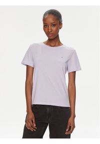 Tommy Jeans T-Shirt DW0DW14616 Fioletowy Regular Fit. Kolor: fioletowy. Materiał: bawełna