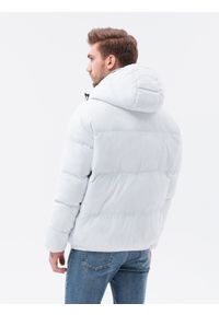 Ombre Clothing - Kurtka męska puffer - biała V1 C533 - XL. Kolor: biały. Materiał: nylon, poliester. Sezon: zima