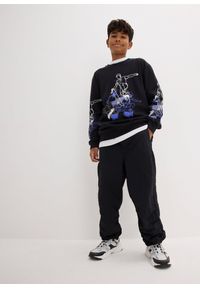 bonprix - Bluza chłopięca z bawełny organicznej. Kolor: czarny. Materiał: bawełna. Wzór: nadruk #2