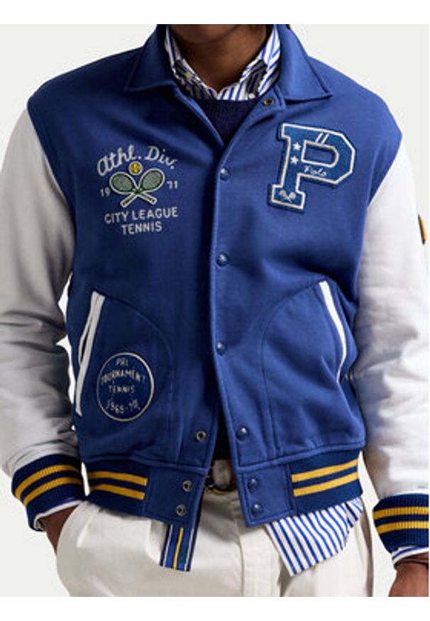 Polo Ralph Lauren Kurtka bomber 710964979001 Niebieski Regular Fit. Typ kołnierza: polo. Kolor: niebieski. Materiał: bawełna