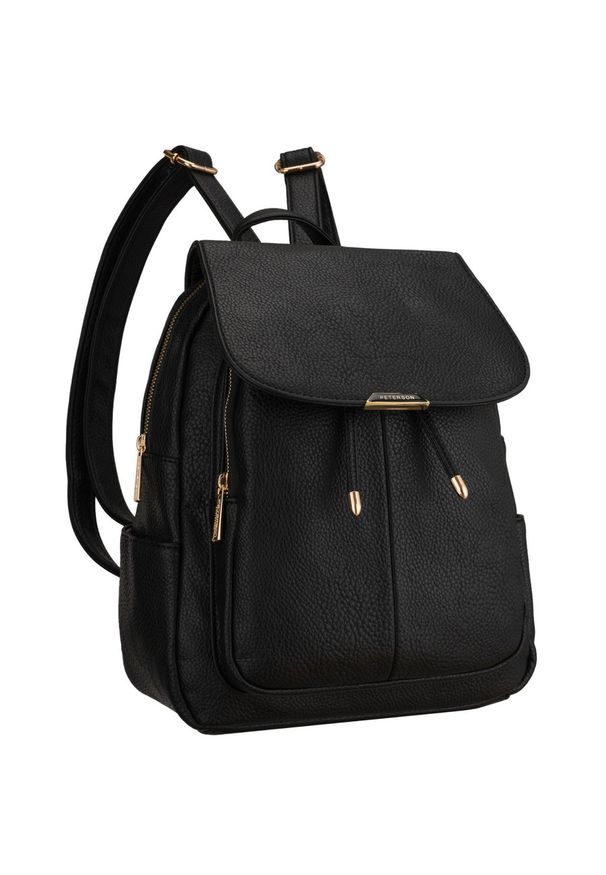 Miejski plecak damski mały czarny ze skóry ekologicznej Peterson PTN MBP-10-F19. Kolor: czarny. Materiał: skóra ekologiczna