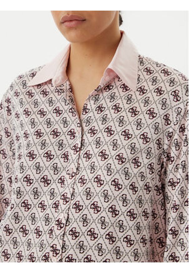 Guess Koszula W4YH47 WF1T2 Różowy Regular Fit. Kolor: różowy. Materiał: syntetyk