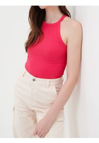 Sinsay - Bawełniany top halter - różowy. Typ kołnierza: dekolt halter. Kolor: różowy. Materiał: bawełna #1